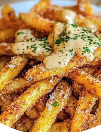 Louisiana Voodoo Fries 2 A plate of Louisiana Voodoo Fries topped with spicy seasonings and vibrant toppings.