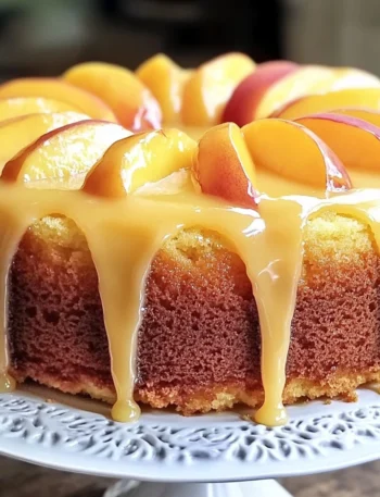 Southern Peach Buttermilk Pound Cake 1 Southern Peach Buttermilk Pound Cake served with fresh peach slices